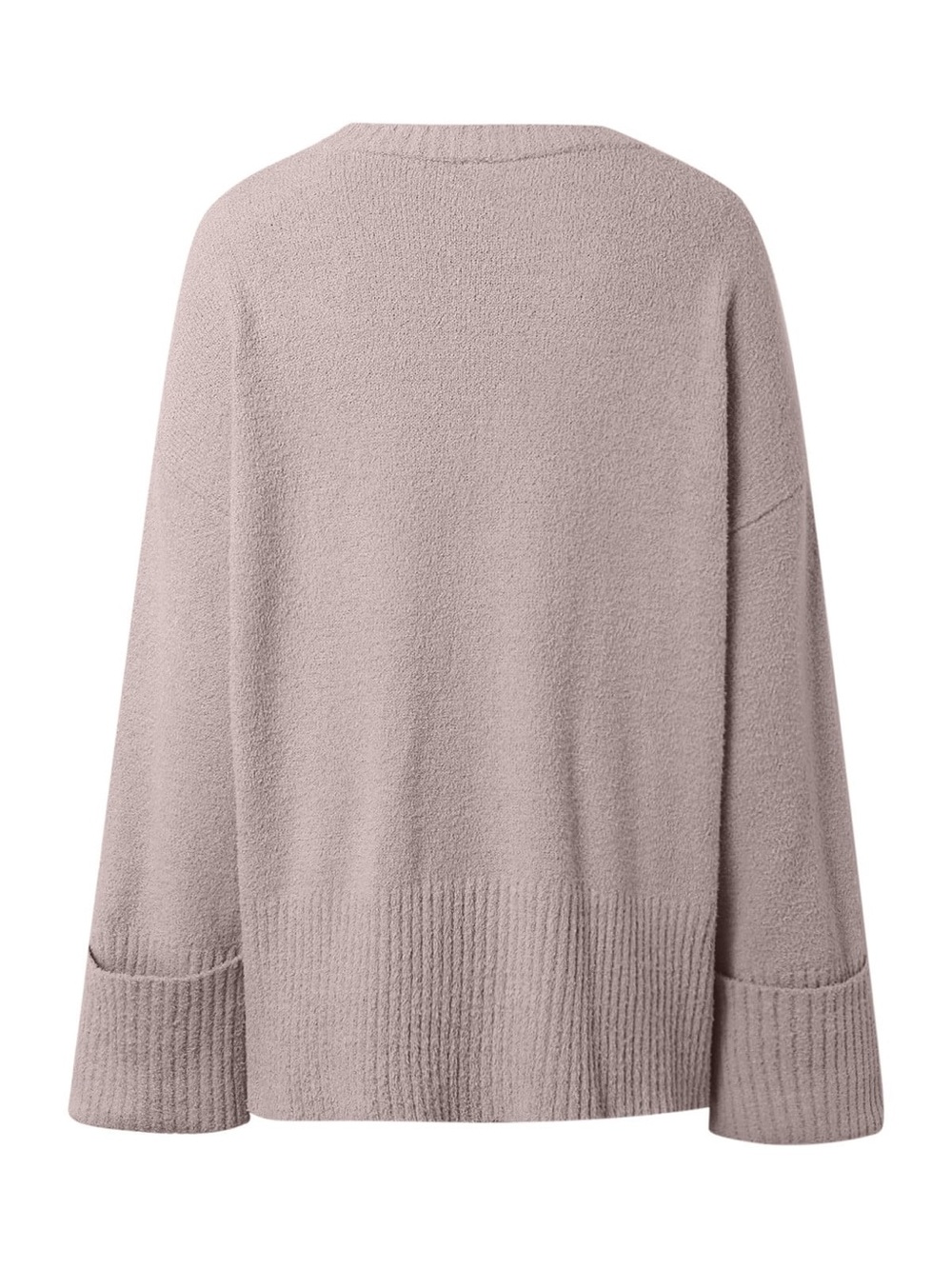 ANRABESS NWT XL Oversized Fuzzy Knit Crewneck Sweater Cozy Plush Neutral Mauve